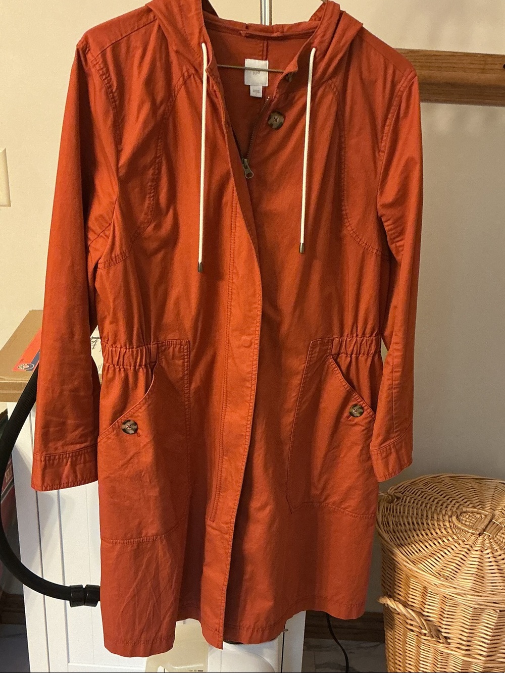 J. Jill Rust-Orange Hooded Lightweight Trench Coat
